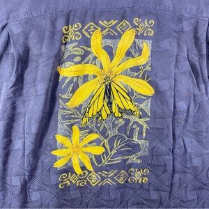 Tommy Bahama Gray Shirt with Yellow Floral Accent